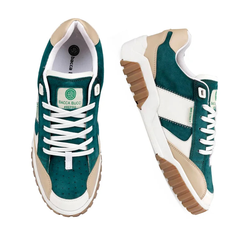 باكا بوتشي حذاء رياضي حضري رجالي بلون أخضر غامق